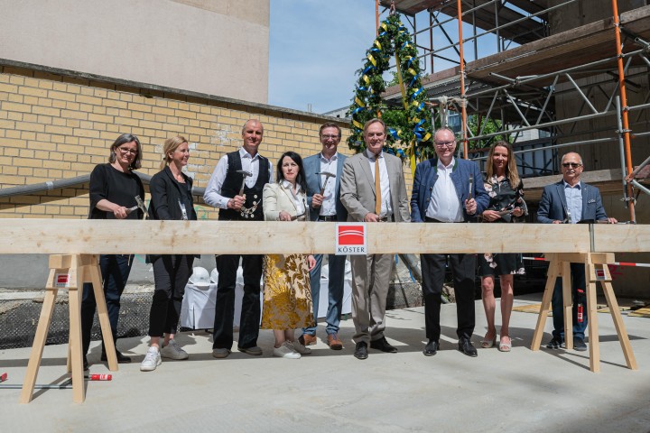 People at the topping-out ceremony