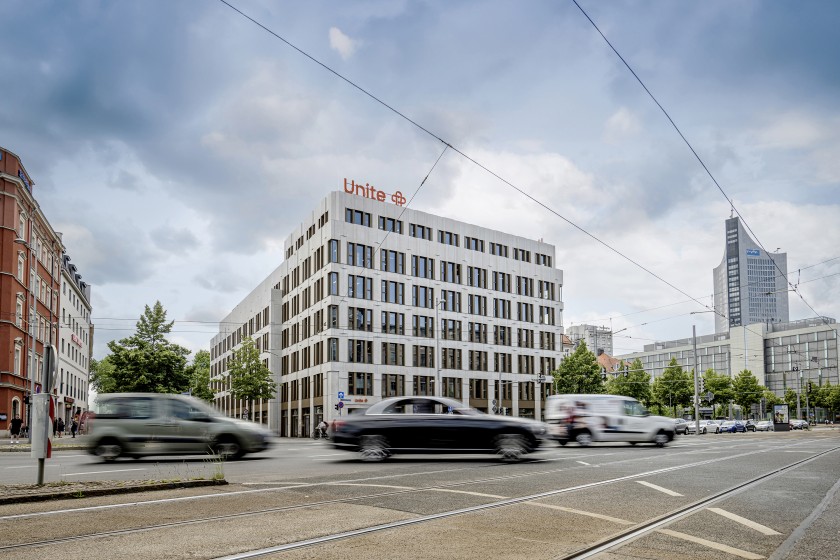 Image of an office building on a street