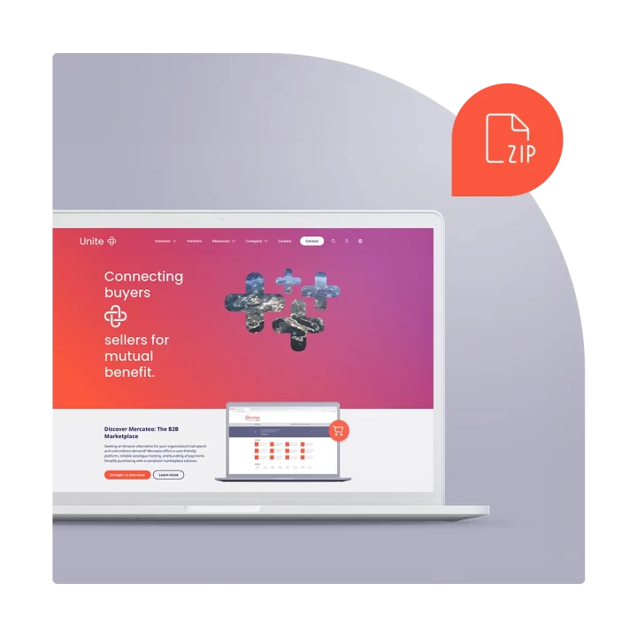 Die Website von Unite wird auf einem Laptop angezeigt.